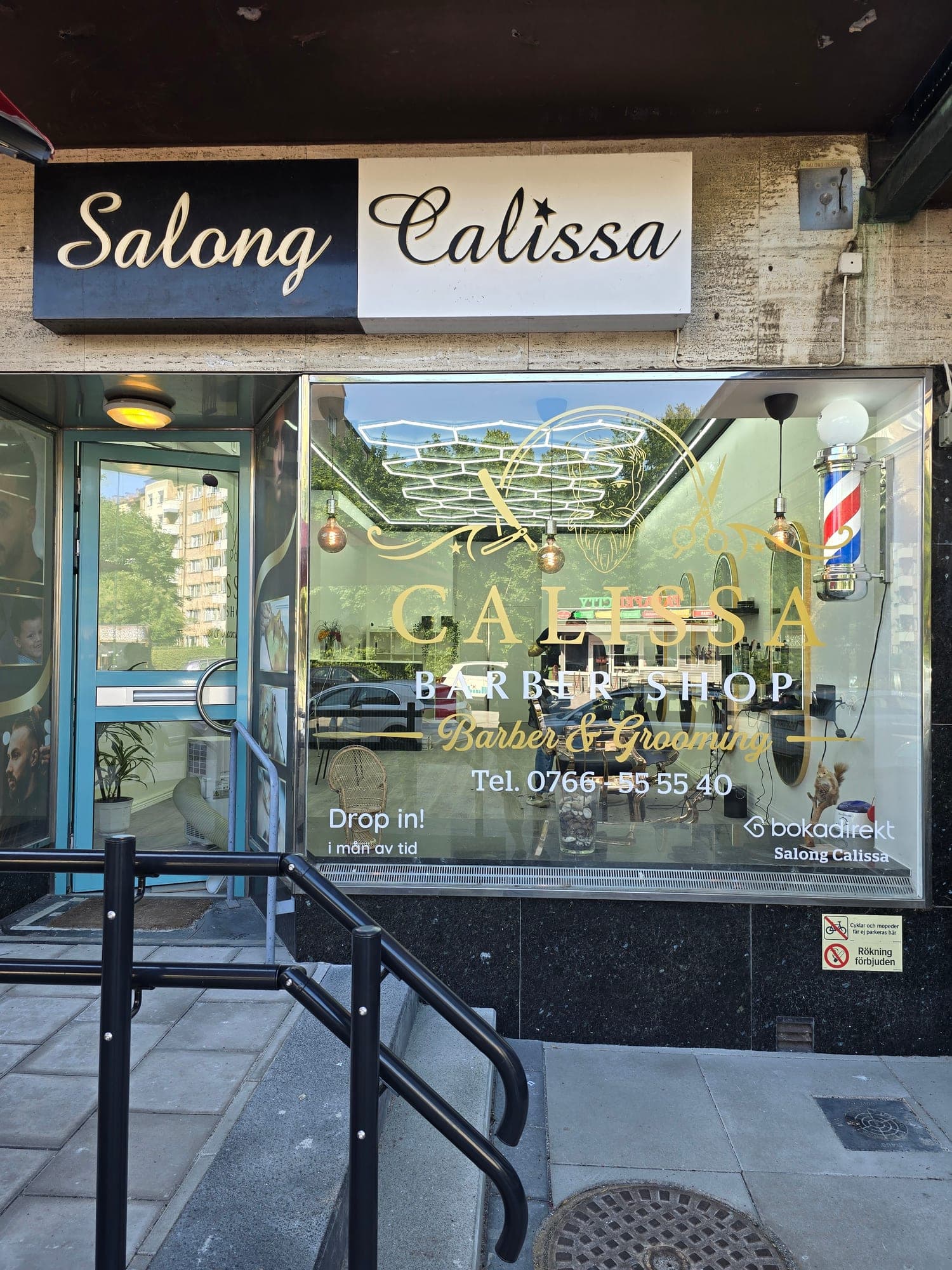 Salong Calissas skylt och fasad på Tessins väg i Ribersborg, Malmö